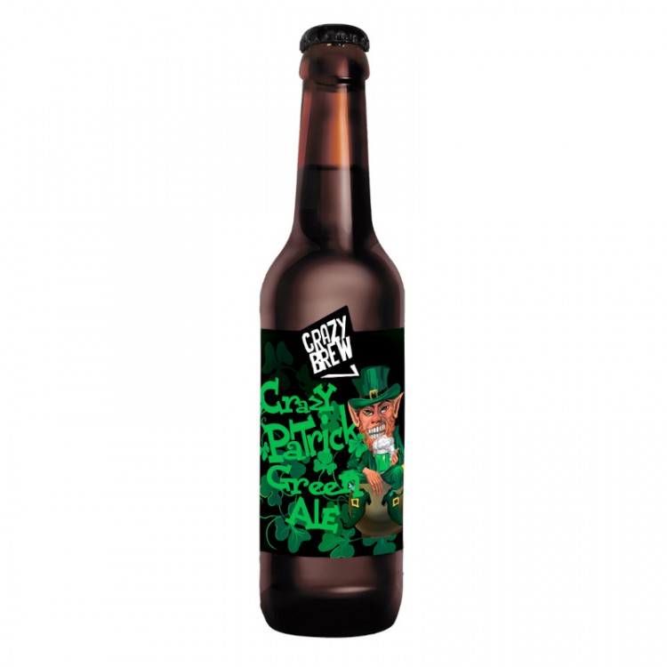 Пиво Crazy Brew CRAZY PATRICK GREEN ALE светлое нефильтрованное непастеризованное 12 бут. 0.33 л.